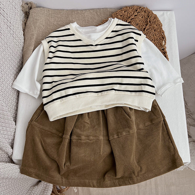 Baby Solid Color Corduroy Fabric Casual Lantern Skirt