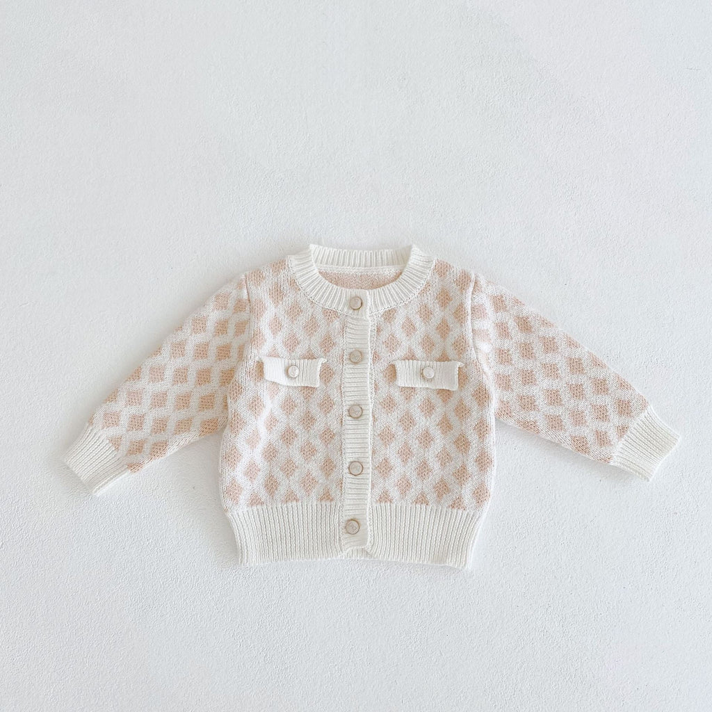 Baby Girl Plaid Graphic Onesies & Cardigan Knitted Sets